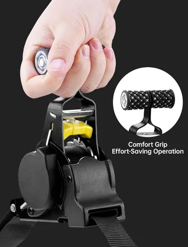 Miniatura 3 de Tomorotec Correas de trinquete retráctiles, amarres resistentes de 1 pulgada x 10 pies para camión, liberación rápida y diseño telescópico, carga