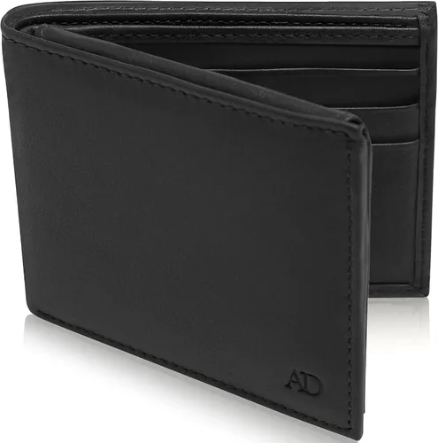 Access Denied Billeteras delgadas de cuero plegable para hombre, cartera minimalista para hombre, con bloqueo RFID, tarjetero con ventana de