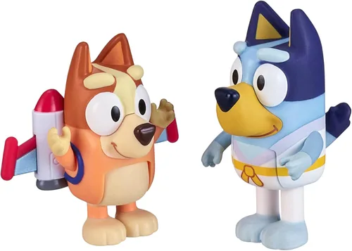 Miniatura 3 de Bluey Action Heroes - Juego de figuras de juguete de 2 unidades, figuras articuladas de personajes con figuras de karate y mochila propulsora