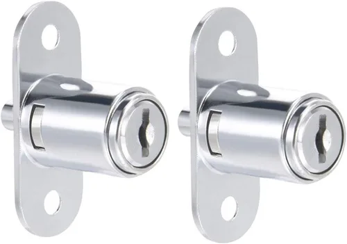 uxcell Cerradura de cajón con émbolo a presión, 2 unidades, 0.748 x 0.906 in para puerta corredera, armario, muebles, armario, armario con llaves