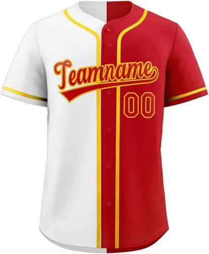Miniatura 14 de Camiseta de béisbol dividida personalizada con botones y número de nombre cosido personalizado para hombres/mujeres/niños