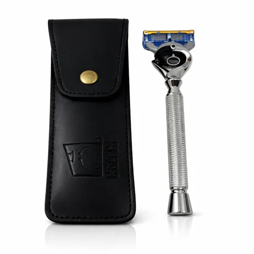 Maquinilla de afeitar con mango de bola flexible, maquinilla de afeitar de mango largo cromado con tecnología Flex Pivot y agarre moleteado de