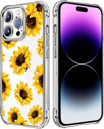 Miniatura 100 de Funda transparente de girasol compatible con iPhone SE 2022 SE 2020 7 8, funda trasera floral para niñas y mujeres, funda protectora transparente