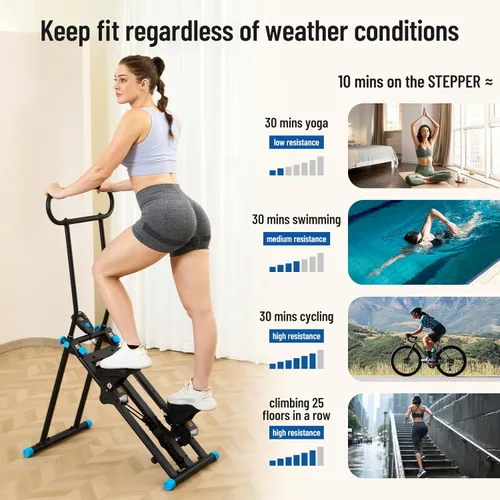 Miniatura 6 de HXD-ERGO Stair Stepper for Home, New Version 6 Adjustable Resistance Vertical Climber Cardio Exercise Machine, Folding Stair Climber for Full Body
