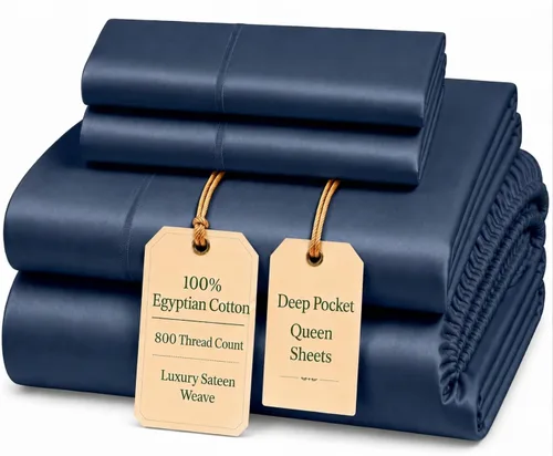 Miniatura 19 de Sábanas King de Bolsillo Profundo Juego de Sábanas King, 800 Hilos de Fibra Larga Totalmente Elásticas Sábanas de Algodón Egipcio y Fundas