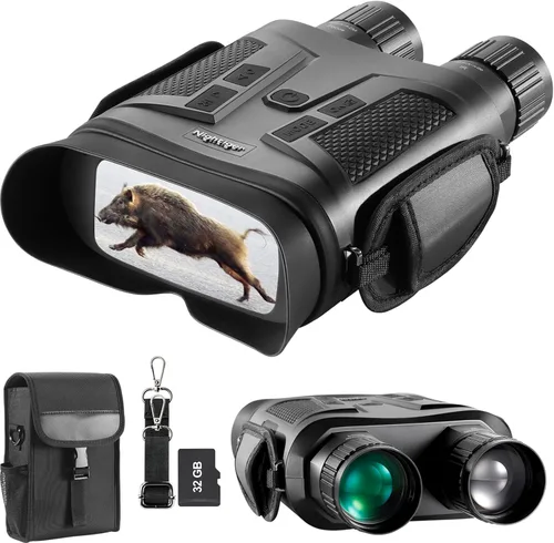 Nightiger Binoculares de visión diurna/nocturna con función de rango, pantalla HD grande, zoom digital 10X, rango de visión de 2624 pies, gafas de