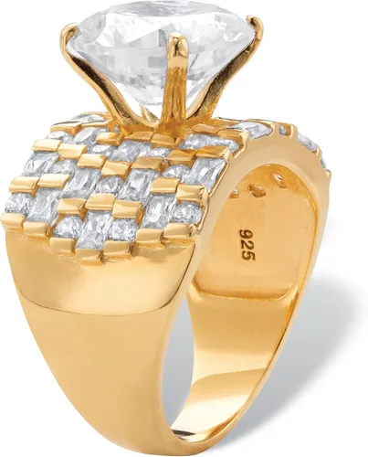 Miniatura 2 de PalmBeach Jewelry 18K Yellow Gold or Platinum Plated Sterling Silver Round Cubic Zirconia Multi Row Ring
