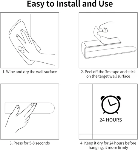 Miniatura 8 de Toallero de mano, toallero autoadhesivo para montaje en pared de baño, barra de toalla de mano cuadrada de 8 pulgadas para armario de cocina, RV