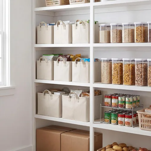 Miniatura 5 de StorageWorks Closet Storage Bins, Storage Baskets for Shelves, Closet Organizers and Storage Bins with Metal Frame, Handles, Beige, Cool Silky