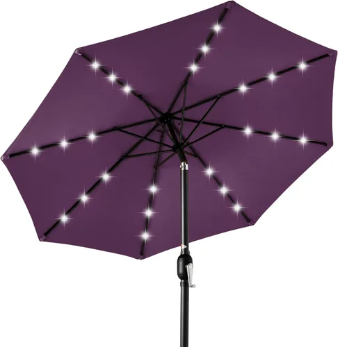 Miniatura 23 de Best Choice Products Solar Polyester LED Lighted Patio Umbrella w/Tilt Adjustment and UV-Resistant Fabric Gris niebla