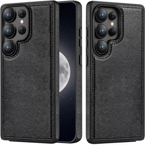 Miniatura 9 de Diseño compatible con Samsung Galaxy S22 Ultra 5G, funda de cuero de lujo, delgada, antideslizante, agarre suave, a prueba de golpes, funda Marrón