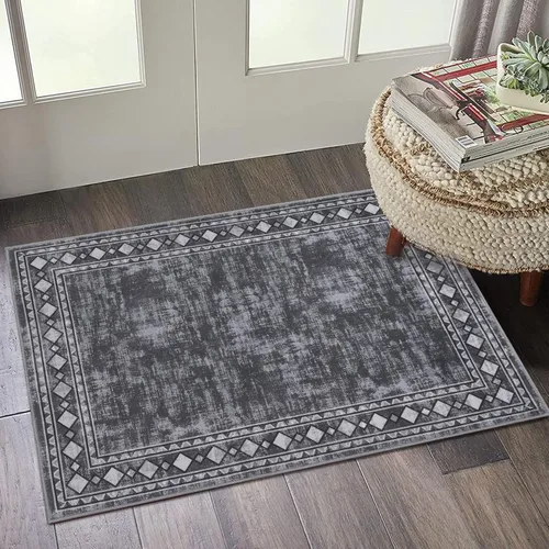 Miniatura 23 de WESTLOOM Alfombra de pasillo de 2 x 6 pies, lavable, moderna, con bordes, antideslizante, resistente a las manchas, borde geométrico, alfombra