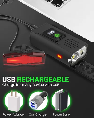 Miniatura 6 de Victoper Bike Light, High Lumens Super Bright Bicycle Lite, 6+4 Modes USB Rechargeable Bike Headlight & Taillight Set, Waterproof Safety Bike Front