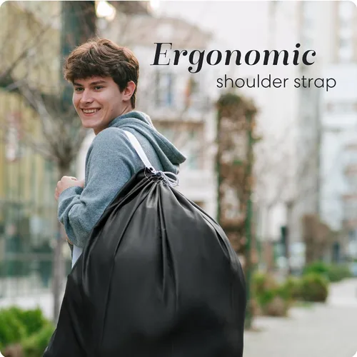 Miniatura 3 de Bolsa de lavandería Handy Laundry con correa de hombro - Cierre de cordón con bloqueo, material duradero, gran capacidad, costuras resistentes