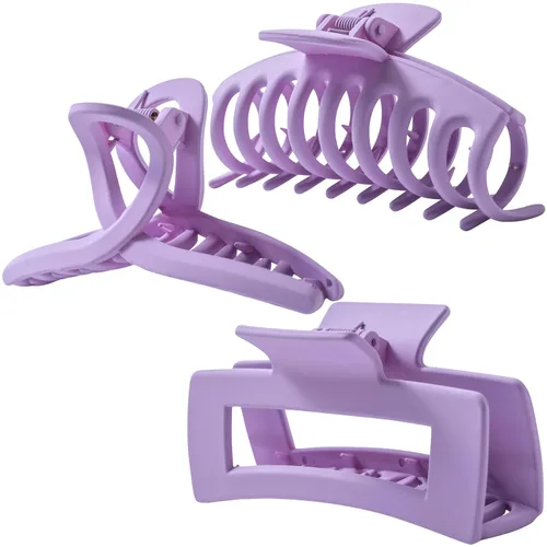 Miniatura 13 de Pinzas grandes para el cabello grueso, fino y fino, dientes de sujeción fuerte, pinzas de mandíbula granate entrelazadas para mujeres, juego de 3