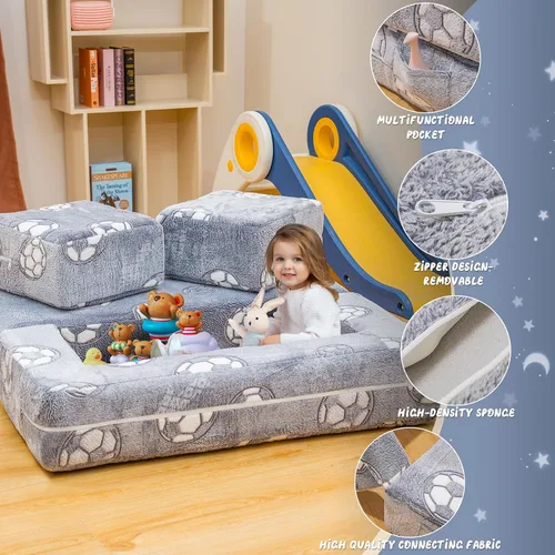 Miniatura 7 de furlinkhm Sofá para niños pequeños, que brilla en la oscuridad, sofá plegable para niños, sofá plegable para sala de juegos, espuma de juego