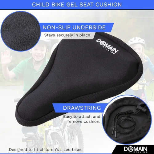 Miniatura 4 de Domain Cycling - Funda de asiento de bicicleta para niños con gel (9 x 6 pulgadas) - Cojín para asiento de bicicleta para niños - Comodidad