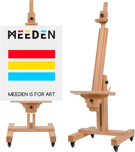 MEEDEN Caballete de arte grande para pintar: Caballete de artista resistente de madera de haya maciza para adultos, pintores principiantes, Natural