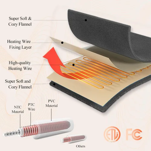Miniatura 9 de COZYTY Manta eléctrica tamaño completo, manta térmica de franela súper suave y acogedora con 6 niveles de calefacción y 1-10 horas de apagado