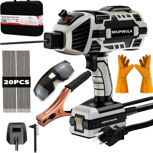 Máquina soldadora de mano, máquina de soldadura portátil de 110 V con inversor IGBT 6 ajuste de corriente variable 20-120 amperios de salida pistola