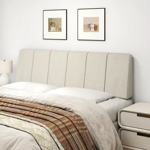 Miniatura 17 de Cabecero Tamaño Queen Solamente - Sin Ensamblaje, Cabecero Tapizado Tamaño Queen Tela de Lino Estilo Moderno Cabeceros para Cama Ajustable Negro