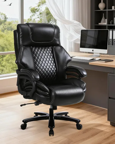 Miniatura 2 de Silla de oficina grande y alta de 650 libras para personas pesadas, silla ejecutiva resistente de 650 libras con soporte lumbar ajustable, asiento