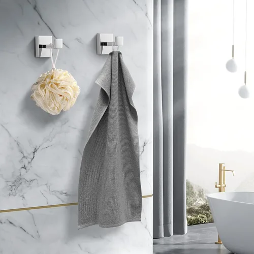 Miniatura 3 de Ganchos para Toallas de Acero Inoxidable Resistente, Ganchos Cuadrados para Bata Montados en la Pared para Baño, Cocina, Dormitorio, Hotel Cromado