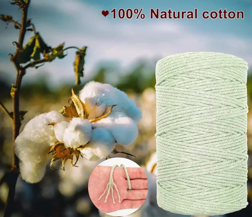 Miniatura 3 de Cuerda de algodón de 0.118 in, cuerda de 220 yardas, cuerda de macramé de algodón 100% natural para colgar plantas, colgar en la pared, decoración