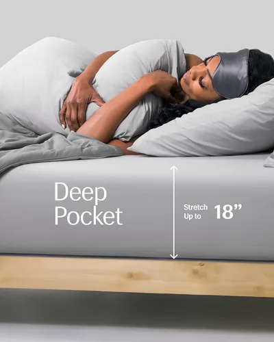 Miniatura 4 de REST® Evercool®+ Sábana bajera ajustable, tamaño King, gris claro, 15 pulgadas de profundidad (hasta 18 pulgadas), ropa de cama transpirable