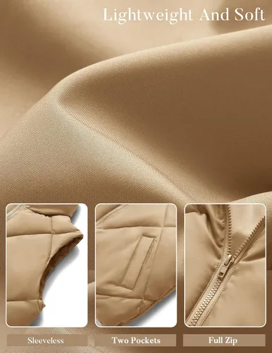 Miniatura 5 de MEROKEETY Chaleco acolchado sin mangas con cremallera para mujer, con cuello alto, con bolsillos