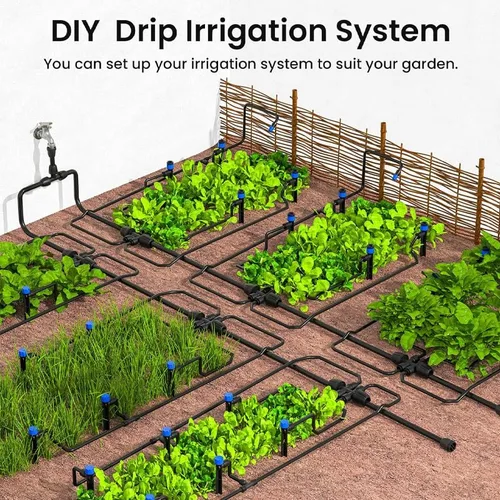 Miniatura 4 de Kit automático de riego por goteo para invernadero, patio y jardín - Sistema de riego de micro nebulización con boquillas ajustables, temporizador
