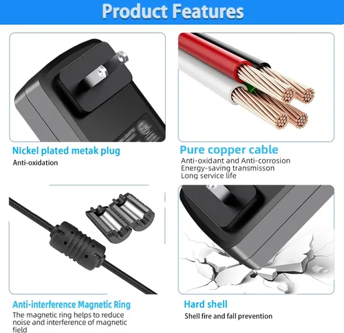 Miniatura 7 de Cable de alimentación de 24 V CC, adaptador de 24 V CC 1.5 A, CA 110-240 V CC en 24 voltios, 1 A, 0,5 A, cargador de pared para difusor