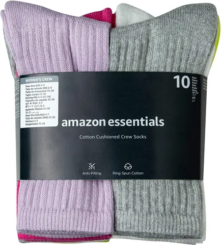 Miniatura 4 de Tienda Essentials Calcetines de algodón ligeramente acolchados para mujer, 10 pares