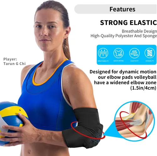 Miniatura 2 de Coderas de voleibol para niños 2XS-XL -Protector de codo transpirable Adolescentes Hombres Mujeres Bailando Patinaje Fútbol almohadillas