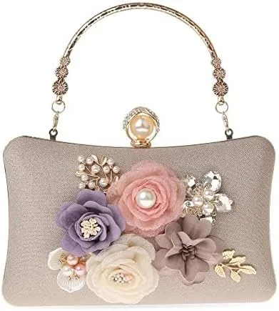 Miniatura 2 de Rkrouco Evening HandBags for Women Flower Wedding Clutch Purse Satin Floral Ladies Party Crossbody Bag