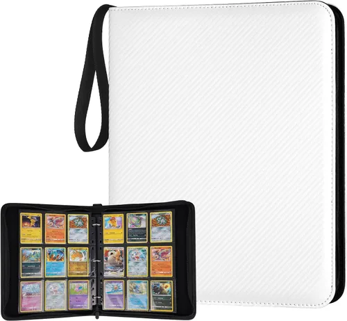 Miniatura 69 de GERMUN Carpeta de tarjetas de poliuretano, 16 bolsillos, carpetas de soporte premium para más de 1000 tarjetas, álbum de bolsillo de doble cara