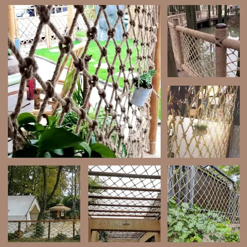 Miniatura 7 de Red de cuerda de cáñamo de seguridad para niños, para escalar, balcón, escaleras, barandilla, jardín, patio, protección resistente, casa de árbol