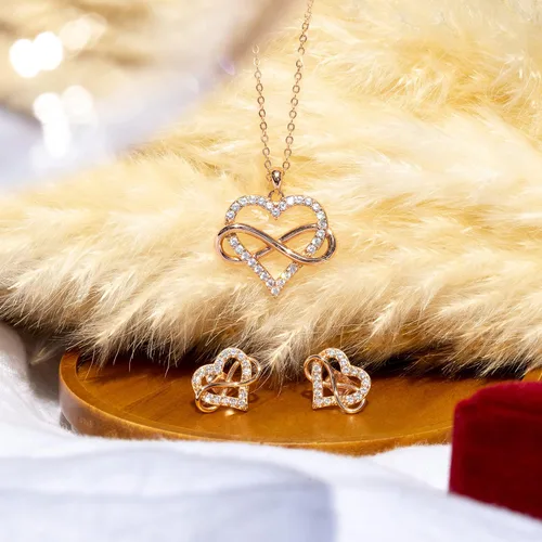 Miniatura 4 de Sash & Soph Aretes de circonita cúbica de corazón infinito, aretes de corazón brillante para mujer, aretes de plata de ley 925 para mujer