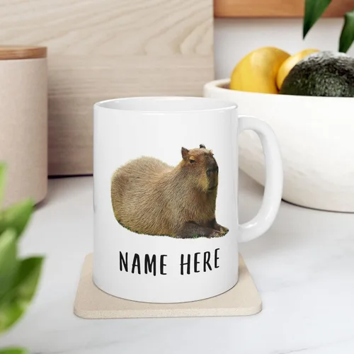 Miniatura 9 de Funny Capybara - Taza de café con nombre personalizado de Navidad 2025, color blanco, 11 onzas