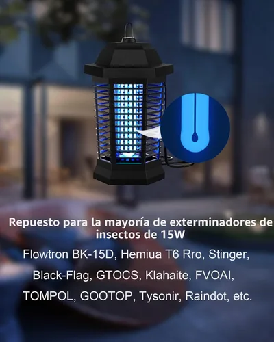 Miniatura 3 de Bombilla de repuesto para exterminador de insectos de 15 W con base de 4 pines, bombilla de tubo doble en forma de U Ful 15W-BL para exterminador