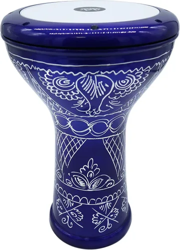 The Wave Zaza Percussion - Darbuka Doumbek estilo egipcio de 17 pulgadas (azul - grabado)