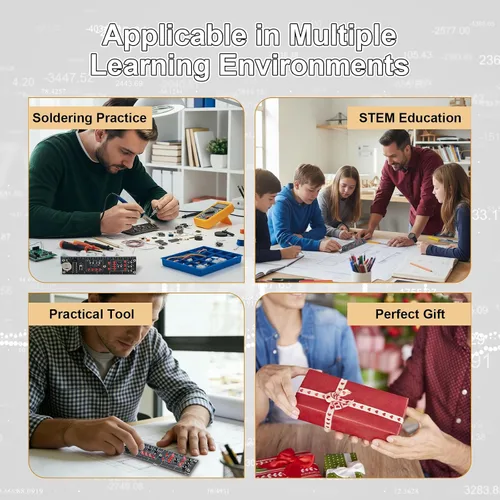 Miniatura 7 de Kit de soldadura de regla de circuito lógico digital para bricolaje, contador binario (0-15) y circuitos flip-flop con LED interactivos, kit