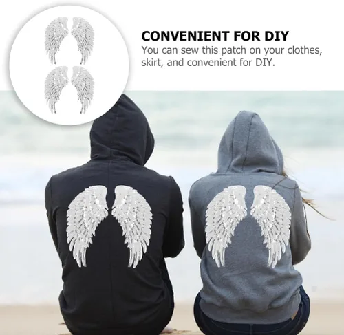 Miniatura 3 de Operitacx 2 pares de parches de lentejuelas para coser en ropa, manualidades, material agradable a la piel para fiestas, uso diario, accesorio único