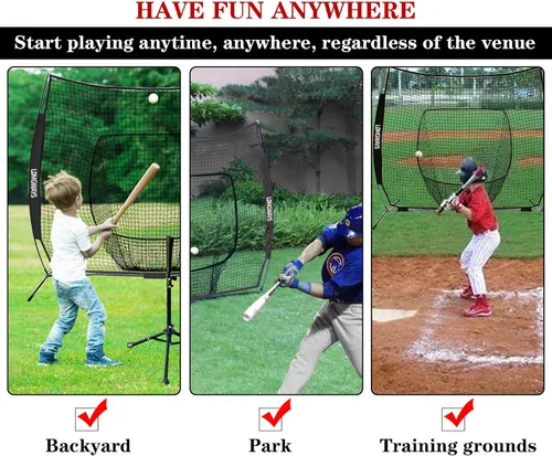 Miniatura 6 de 7x7ft/8x8ft Baseball Softball Net with Steel Frame for Batting, Hitting, Pitching, Portable Baseball Batting Net with Carry Bag, Great for All Levels