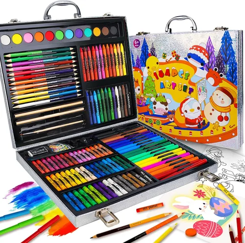 Miniatura 8 de Cokiki Kit de arte de 184 piezas para niños de 6 a 12 años, juego de dibujo definitivo con pasteles al óleo, crayones, pasteles de acuarela y bloc