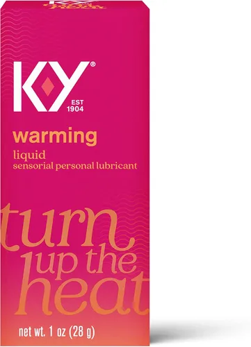 K-Y Lubricante líquido calentador, lubricante personal sensorial, fórmula a base de glicerina, seguro de usar con preservativos de látex, para