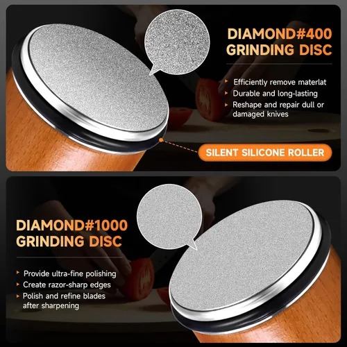 Miniatura 3 de Kit de herramientas de afilador de cuchillos rodantes, afilador de cuchillos de diamante multiángulo para cuchillos de cocina, cuatro ángulos ofrece