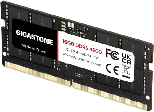 【RAM DDR5 para portátil】 GIGASTONE 16 GB DDR5 4800 MHz Kit de RAM para portátil – PC5-38400 CL40-40-40-77, 1.1 V SODIMM 262 pines sin búfer sin