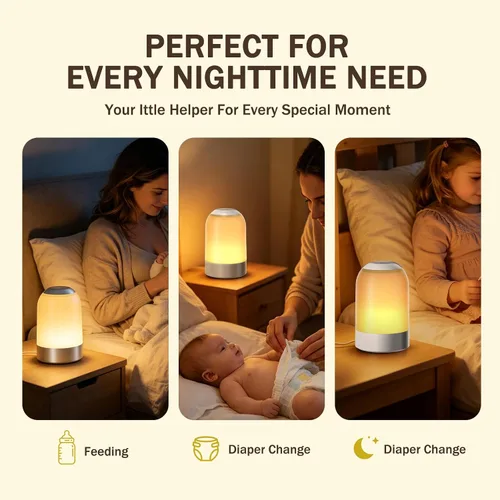 Miniatura 8 de Luz nocturna táctil de mesita de noche, luz nocturna de guardería para bebés para niños y adultos, luz de huevo con temporizador, lámpara de mesa