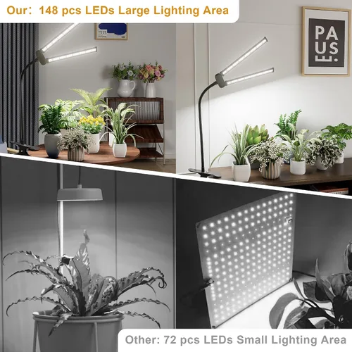 Miniatura 6 de Luz LED de cultivo, súper brillante de 6000K, luz de crecimiento para plantas de espectro completo, blanca, con clip y cabezal doble giratorio